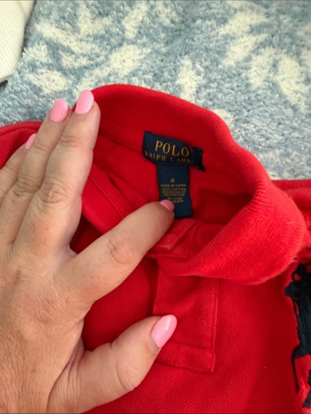 Ralph Lauren Boys Red Polo with Navy Embroidered Pony